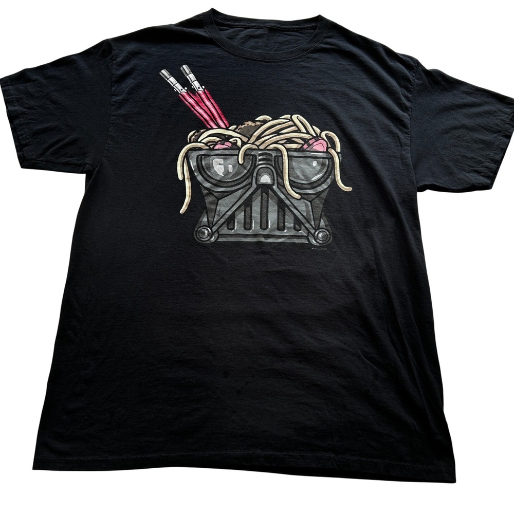 Star Wars Darth Vader Ramen Graphic T-Shirt Black Short Sleeve Mens L